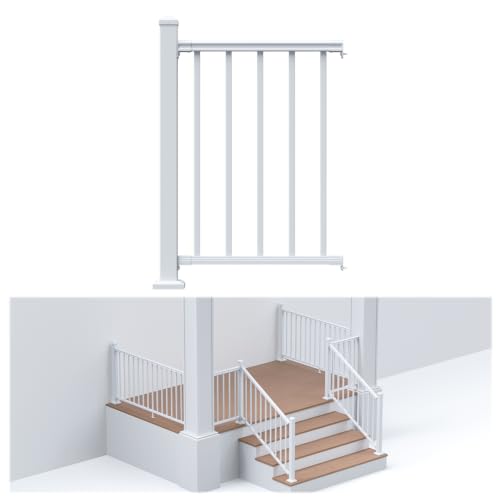 Image of Egadis 36 in x 2 ft Modular Aluminum Porch and Deck Railing Kit, White