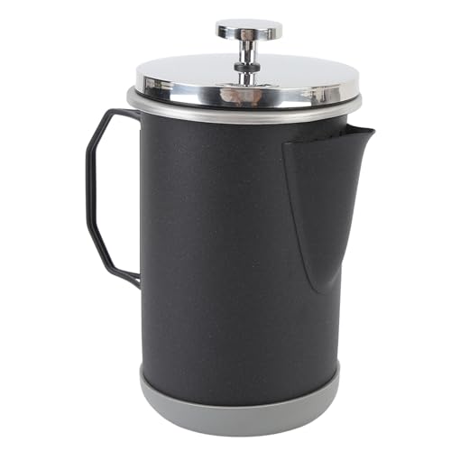 1000ml French Press Coffee Maker, Portable 304 Stainless Steel Hand Brewed Coffee Press Teapot for Camping (Black)