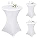 Confezione da 3 pezzi Tovaglia da cocktail in spandex Ø80-85cm CopritavoloTavolo alto aderente bianco da cocktail Copritavolo per tavolo da banchetto da cocktail party di matrimonio da bar (bianco)