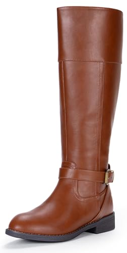 Jeossy Women's Riding Boots, Calf Knee High Boots, 951 - Mocha Brown, Size 8 US - with Zipper (DJY951 Mocha Brown 08)