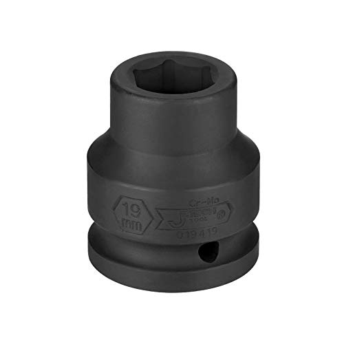 Image of JETECH 3 /4 inch Drive 19mm Standard Impact Socket, 6-Point Metric Impact Socket, Heat-Treated Chrome Molybdenum (Cr-Mo) Alloy Steel, Heavy-Duty for Automotive & Industrial Applications