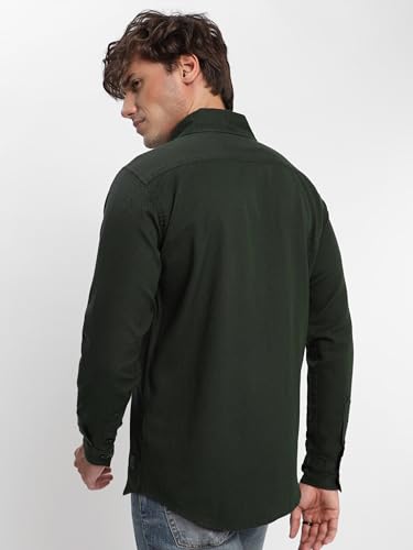 Image of Beyoung Drill Laffer Fabric Urban Shirt for Men | Regular Fit | Classic Collar | Drop Shoulder | Full Sleeves | Solid Pattern | Casual Shirt for Men