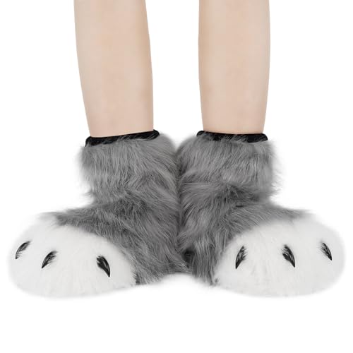 hbbhml pelzige Pfote Hausschuhe Tier klaue Neuheit Cosplay Kostüm Zubehör lustige Geschenke für Halloween Weihnachten
