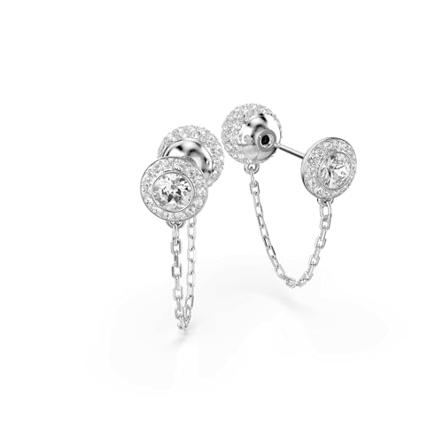Swarovski Una Angelic drop earrings, Round cut, White, Rhodium finish4