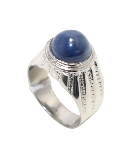 adjustable mens ring 925 sterling silver natural blue sapphire gem stone 5.75 carats handmade men gift i64