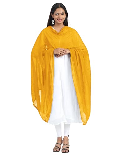 Image of Miraan Solid Pure Cotton Dupatta with Pom Pom Border, 2.25 meters length (DUPCOTTON)