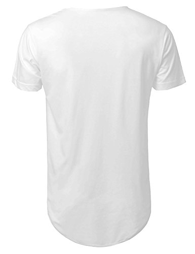 Hat And Beyond Mens Hipster Curve Hem Droptail Tee Premium Longline T Shirts (X-Large, 1Hc01_White) #TOP2