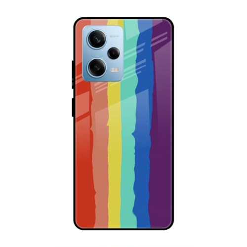 Image of SmashItUp Rainbow | Multi Colour | Pattern | Red Designer Printed TPU Metal Case Mobile Back Cover for Redmi Note 12 Pro 5G