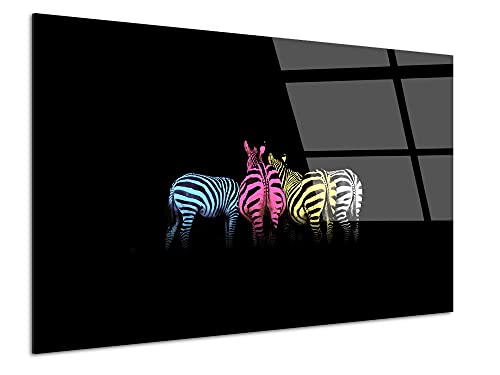 DECLINA Tableau verre acrylique design deco murale Zèbre, Tableau Plexis, décoration murale plexi, tableau verre acrylique, 120x80 cm
