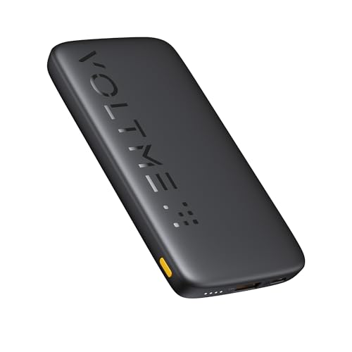 VOLTME Hypercore Essential 10000mAh Power Bank | Ultra-Slim 22.5W PD 3.0 & QC 3.0 Fast Charging Portable Charger | USB-C & USB-A Battery Pack for iPhone 17 Air/16/15, Samsung S25 Ultra, iPad - Black