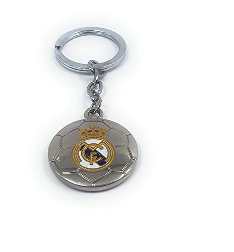 Auspice Real Madrid Football Club Double Side Logo Metal Keychain and Keyring (Silver)