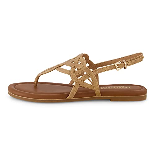 CUSHIONAIRE Women's Judit flat sandal +Comfort Foam, Wide Widths Available2