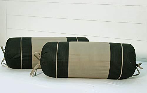 Image of AURAVE Cotton 250 TC Textured Bolster Cover with Drawstring Closure, Set of 2, Soft Breathable Durable Machine Washable for Sofa Bed & Home Decor, 15 inchx30 inch Black | Cover Only