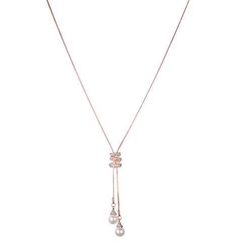 Preisvergleich Produktbild Kissherely Crystal Lange Pullover Kette simulierte Perle Anhänger Strass Kreise Halskette Statement Schmuck Zubehör (Gold)