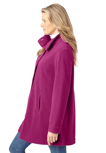 Woman Within Plus Size Fleece Swing Funnel-Neck Coat3