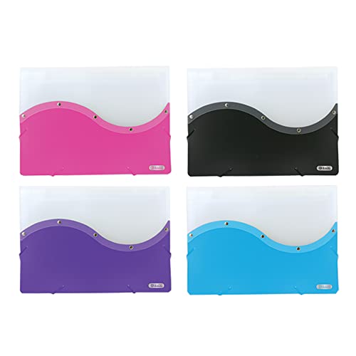 BAZIC Plastic File Folder Poly Envelopes, Letter Size Elastic Band Closure, A4 Size File Folders for Documents Paper, School Office Supplies, 4-Pack