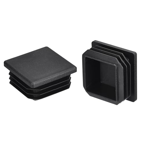 Image of uxcell 4Pcs 32x32mm(1.25inch) Plastic Tubing Plug Square Post End Caps for Handrail Stair Newel Guardrail Tube Black