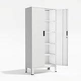 YOUDENOVA Armario archivador de metal de 180 x 80 x 40 con cerradura con 2 puertas, color blanco