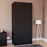 Vida Designs Denver 2 Door Wardrobe With 2 Drawers, Modren Bedroom Furniture (Black)