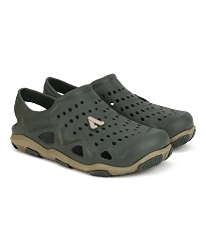 Image of Aqualite AL-635 Slip-On Clogs for Man with EVA Material | Anti-Skid | No Heel | Quick Dry | Lightweight Casual Multipurpose EVA Clogs for Men, Boys & Outdoor Use Olive Khaki Size-10