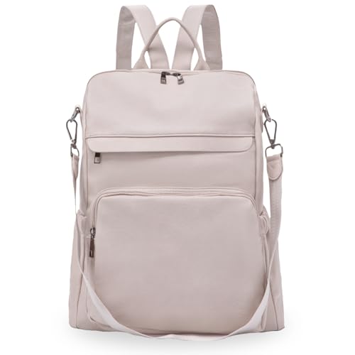 Botimmy Mochila de couro para mulheres, mochila de trabalho, grande, conversível, bolsa de ombro, moderna, Damasco em dois tons, 13.2' L × 6.2' W × 14.5' H