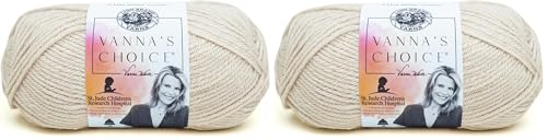 Image of Lion Brand Yarn (1 Skein) Vanna's Choice Yarn, Linen (Pack of 2)
