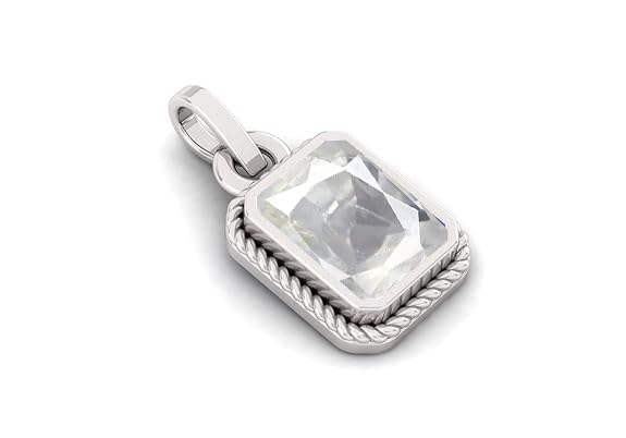 dugu gems White Sapphire Stone 15.25 Ratti 14.00 Carat Ceylon Safed Pukhraj Locket Original Certified Silver Plated Pendant-picture-12