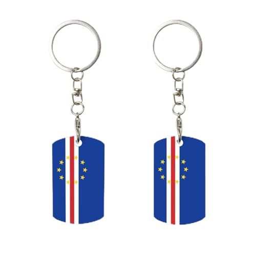 Porte-clés rectangulaire en métal avec drapeau du Cap-Vert, personnalisable, pour la maison, le bureau et la moto.