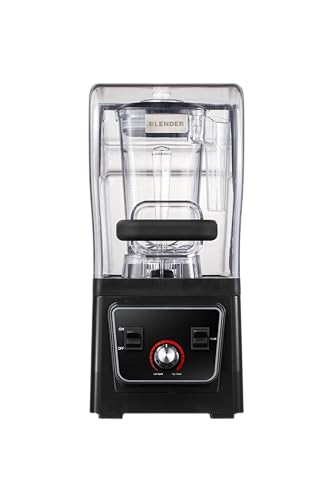 Commercial Blender with Soundproof Shield, 2200W Quiet Professional Smoothie Blenders, Heavy Duty Blender with Strong and Professional-Grade Power, Self-Cleaning, Quiet Sound Enclosure, High-Speed