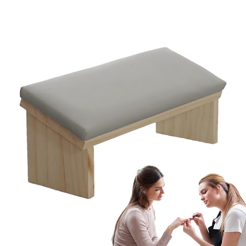Manicure Hand Rest - 30.5x10.6x12.8cm PU Leather Arm Cushion, Comfortable Wooden Base, Good Manicure Comfort | Stylish Support F