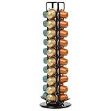 ZECENN Coffee Pod Holder for Nespresso OriginalLine Capsules, Rotating Carousel Coffee Pods Holder Coffee Station Organizer Countertop Storage Rack -Black/40 Pods Capacity
