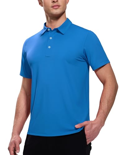 Image of MIER Polo Shirts for Men Short Sleeve Dry Fit Performance Golf Tennis Active Collared Shirts, UPF 50+ Sun Protection