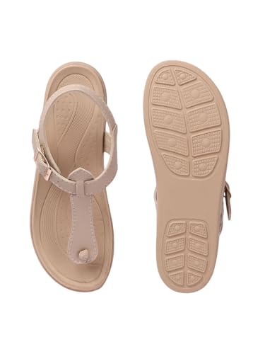 Image of Carlton London Women's Platform T-Strap Sandals, Modern Flatform Sandals for Summer, Casual & office use