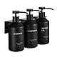 Janxin 3 Stück Seifenspender Wandbefestigung,500ml Shampoo Flaschen zum Befüllen,Duschgel Spender,Seifenspender Schwarz Ohne Bohren for Kitchen and Bathroom (Schwarze Flasche + schwarzer Kopf)