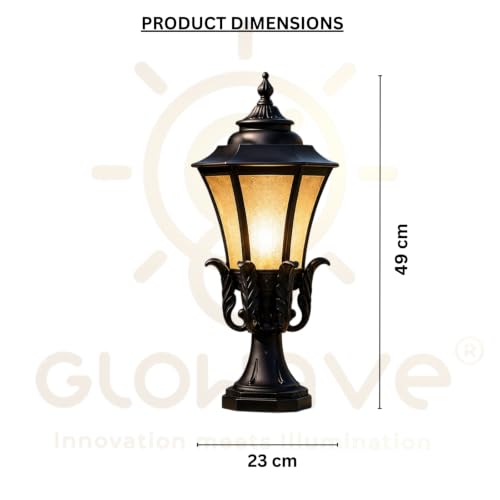 Image of Glowave Outdoor Black Gate Light for Pillar Garden Post Lantern Waterproof Lantern for Patio or Fench Deck, Doorway Porch Pillar Lamp - Warm White (P-6698 BK)