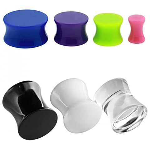 3-25 mm Ohr Piercing Plug Klassisch Blanko Acryl Diverse Farben Flesh Tunnel Basic Blau 10 mm Cover