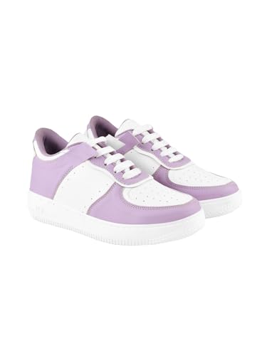 Shoetopia Tenis tipo polo para mujer, Morado, 4 UK