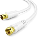 deleyCON 1m SAT TV Antennenkabel Koaxial Kabel F-Stecker auf IEC Buchse