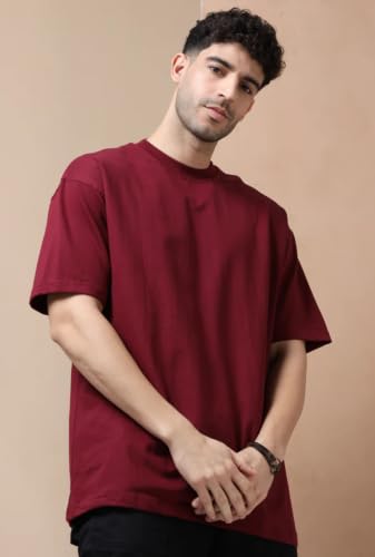 Image of Men's 240 GSM Cotton Oversized Tee - Heavyweight Bio-Washed Fabric | Premium Street Style | Super Soft, Thick & Breathable T-Shirt