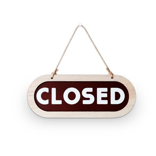 1Pcs Reversible Open Closed Sign Double Sided Wooden Hanging Open and Closed Signs for Shops Store Status Indicator with Rope Hanger for Shop Windows and Business Doors