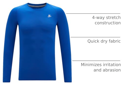 Image of DEVOROPA Youth Boys Compression Shirt Long /Short Sleeve Football Baseball Undershirt Quick Dry Kids Sports Baselayer Crewneck