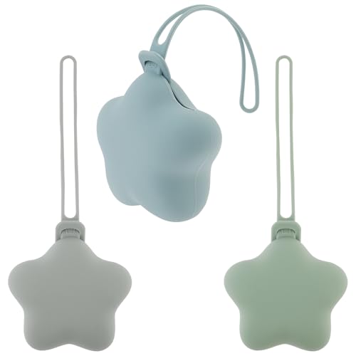 3 cajas para chupetes para viajes, 24,5 x 9,5 cm, de silicona, diseño de estrella, adecuado para guardar chupetes, auriculares, lápiz labial, bandas de goma (B)
