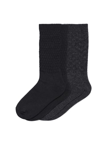 Image of HUE Women's Merino Wool Blend Crew Boot Breathable Natural Temperature Regulating Moisture Wicking Athletic Socks 2 Pair Pack