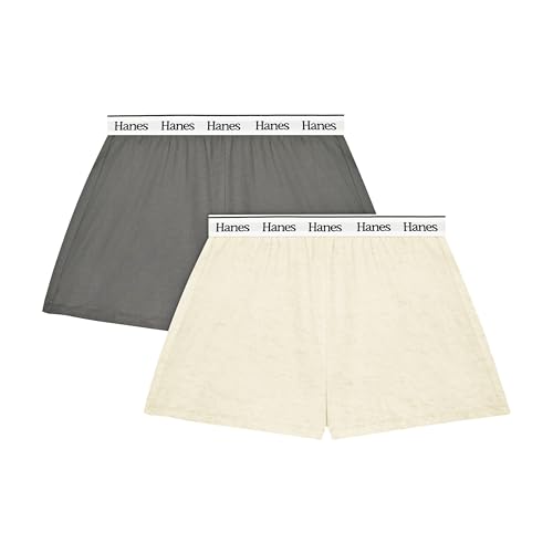 Image of Hanes Womens Originals Pajama Shorts Pack, 2-Pack, Comfywear Pajamas for Women Set, Loungewear Clothing, Sleep Shorts