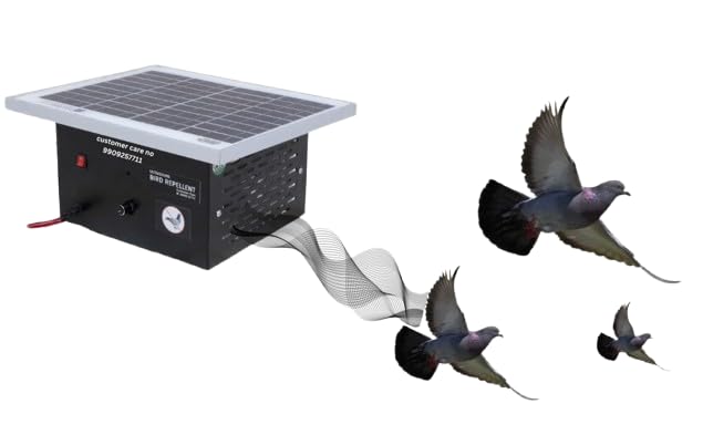Solar Powered Ultrasonic Bird Repellent for Rooftop, Terrace, Garden & Solar Panels | Pigeon Deterrent Machine with Rechargeable Battery | Waterproof Outdoor Bird Scarer | Covers Up to 10,000 Sq Ft-picture-33