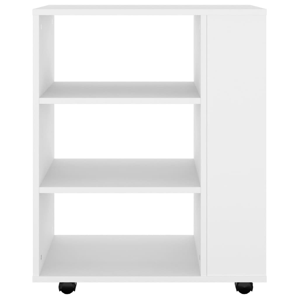 Armadio con ruote in legno bianco, 60 x 35 x 75 cm, con 4 ruote, 2 bloccabili, mobile multiuso per ufficio, soggiorno, camera da letto, spazio e ordine