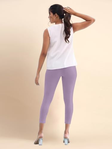 Image of TRENDMALLS Women's Microfiber Elastane Stretch Soft Cropped Leggings with Ultrasoft Waistband for Women