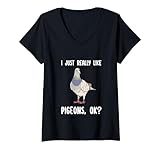 Photo Gallery donna pigeon bird lover birdwatching mi piacciono molto i piccioni ok maglietta con collo a v Photo Gallery donna pigeon bird lover birdwatching mi piacciono molto i piccioni ok maglietta con collo a v