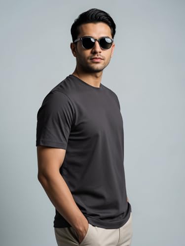Image of ADRO Men's Cotton Solid Regular Fit T-Shirt