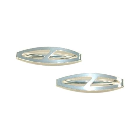 Pair of Oval Shaped Clip-in End Barrettes, Hair Slides with Cut-Out Design. (Silver) Cover
